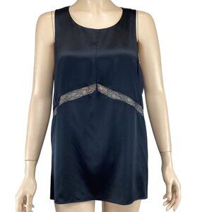 Rag & Bone Top Size Medium Black Lace Trim‎ Silk Sleeveless